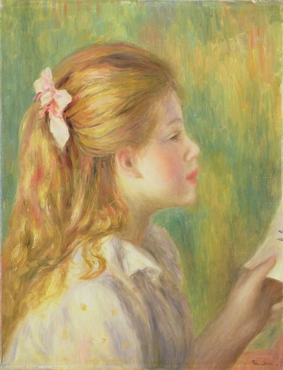 Niña de perfil leyendo de Pierre Auguste Renoir